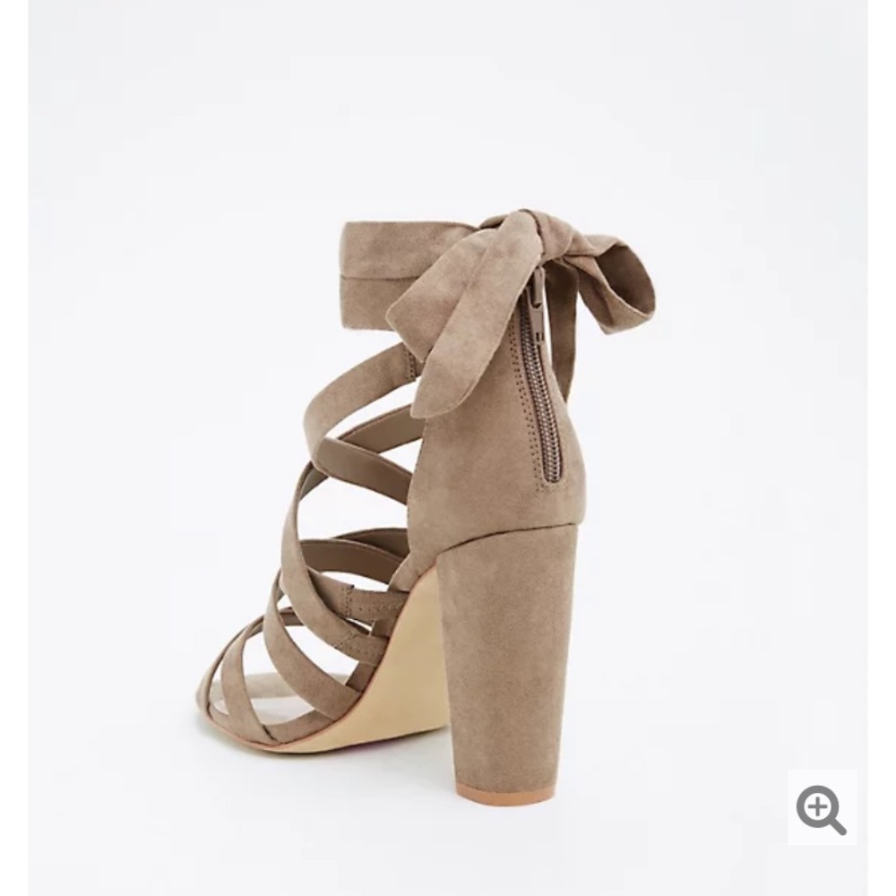 Torrid taupe strappy lace up heel